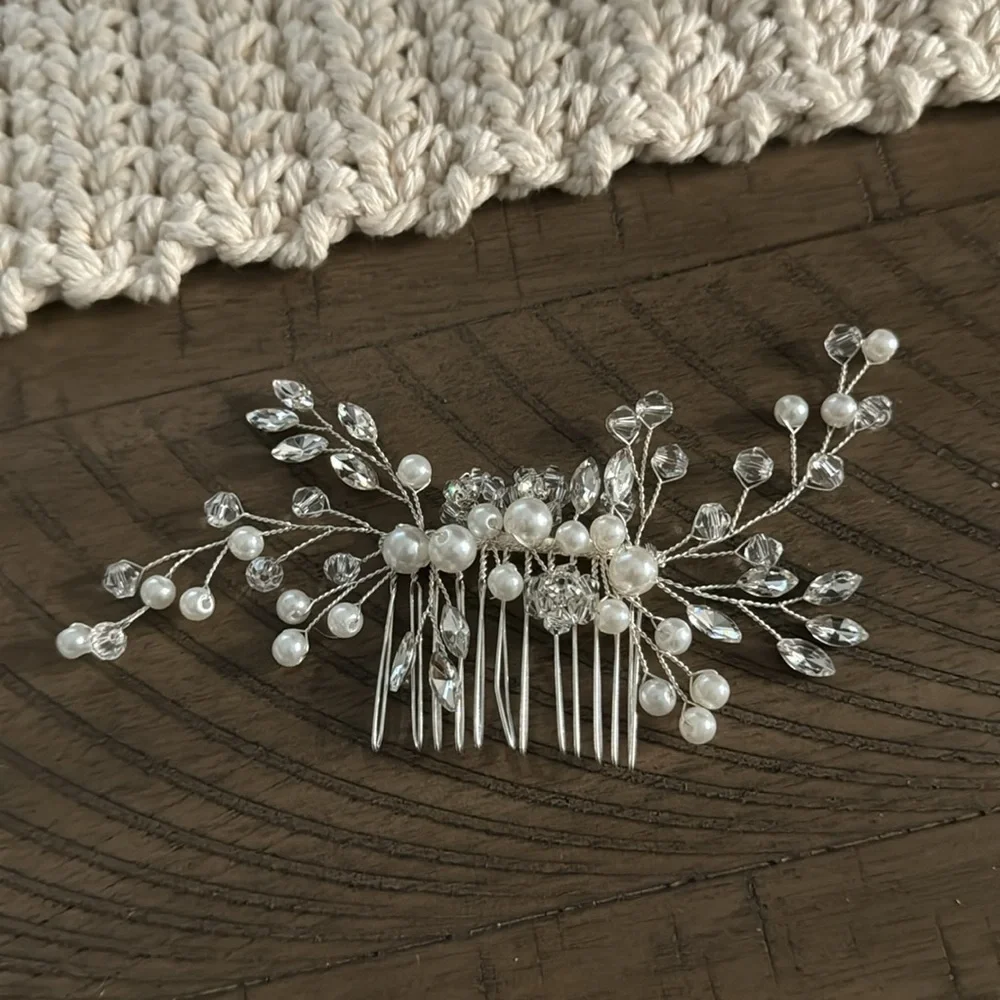 Bridal Flower Girl Silver Boho Wedding Gala Hair Comb Clip Hair Accessory